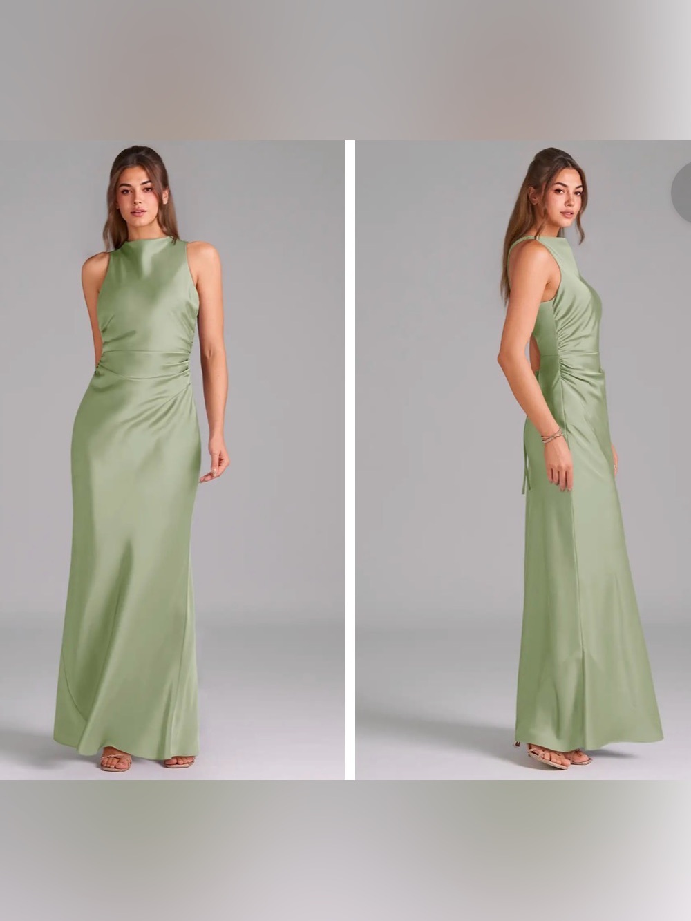 Azazie Evadne Sage green bridesmaid dress